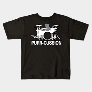 Purr cussion funny cat drummer gift Kids T-Shirt